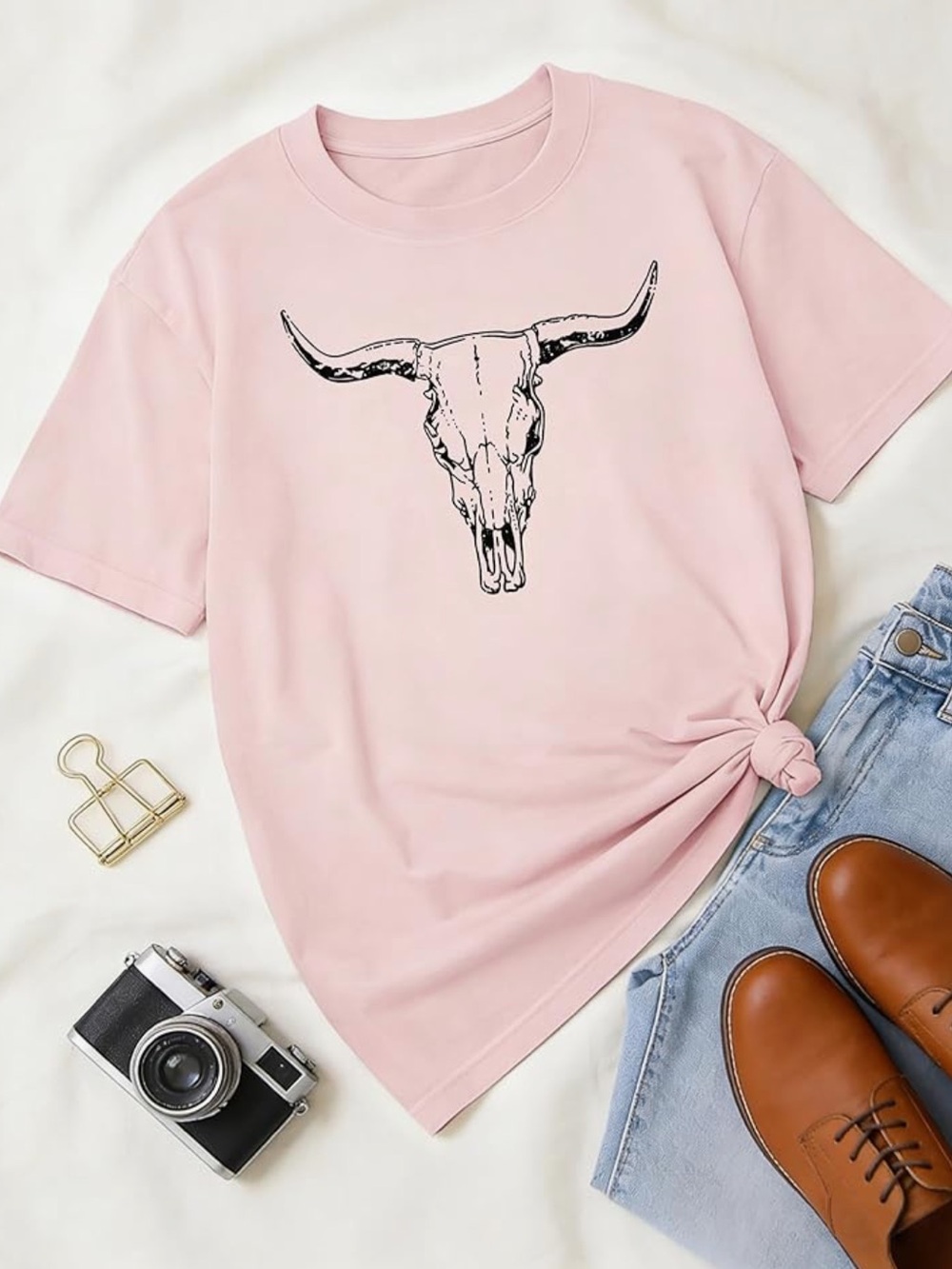 Chic Nation Light Pink Skull Tee
